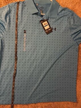 Under Armour Light Blue Polo with Micro Cross Pattern